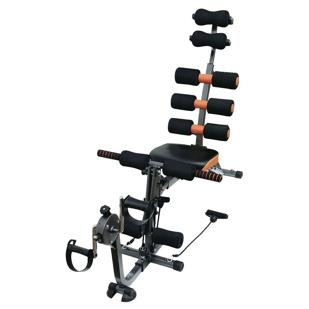 Six Pack Care Abdominal Machine With Bicycle,SitUp Exercise Machine, Home Workout- Black/ Red