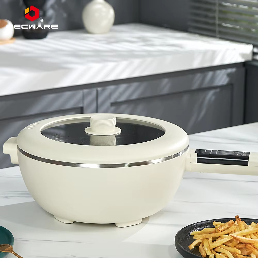 Multifunctional electric hot pot with honeycomb design, steamer and stir-fry all in one