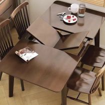 Nordic-style solid wood folding dining table and chair set—extendable, modern minimalist rectangular design, ideal for compact homes
