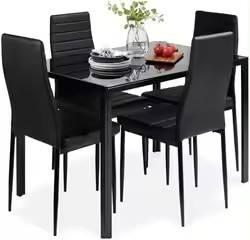 Modern Nordic-style dining and kitchen table and chair set (4-seater) for the home