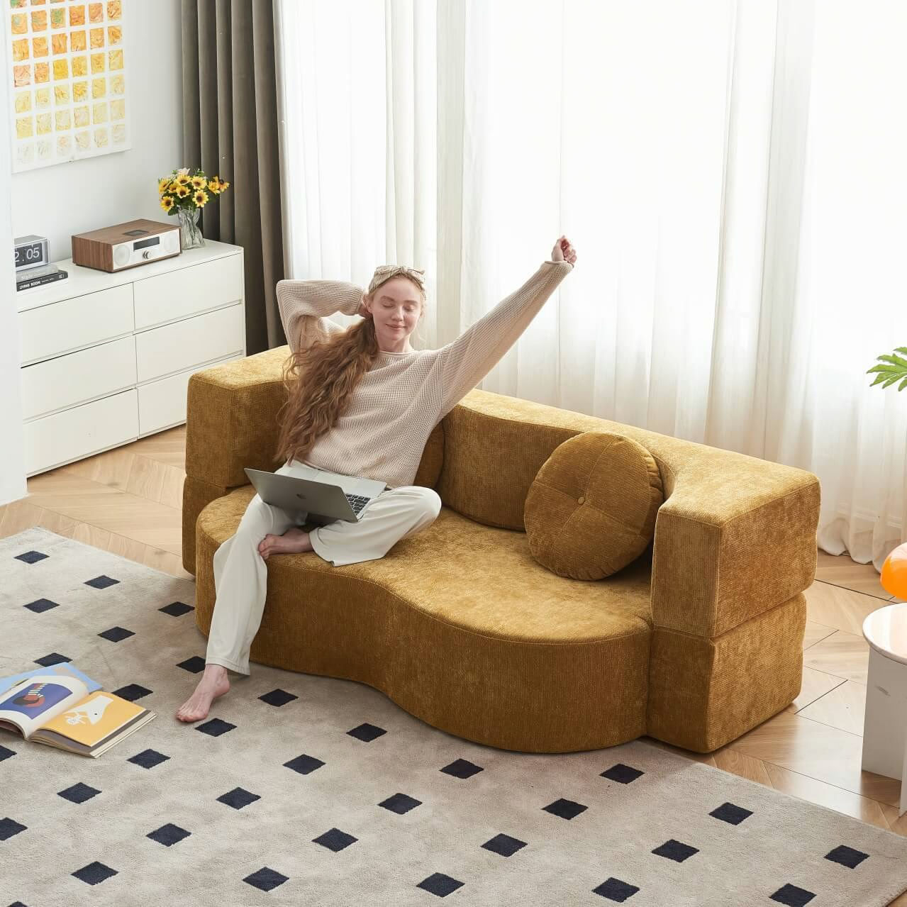 Living room sofa, lounge, tatami sofa bed, futon floor mat, compressed sofa