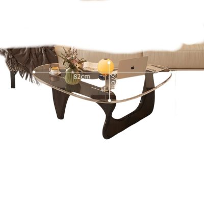 Creative transparent tempered glass small coffee table, modern and portable, suitable for home living room and office desk