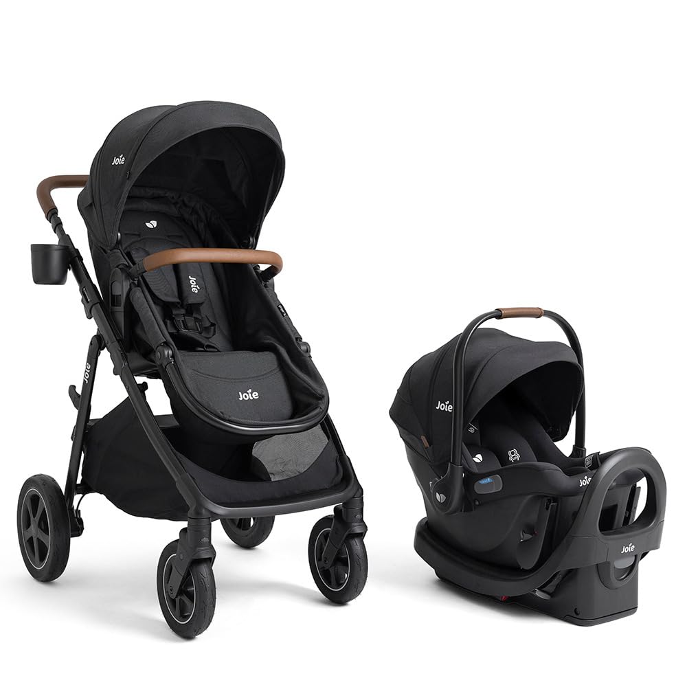 Joie Baby Ginger DLX Travel System, 4-in-1 Stroller and Car Seat, Includes Lightweight Rue Infant Car Seat (Shale)