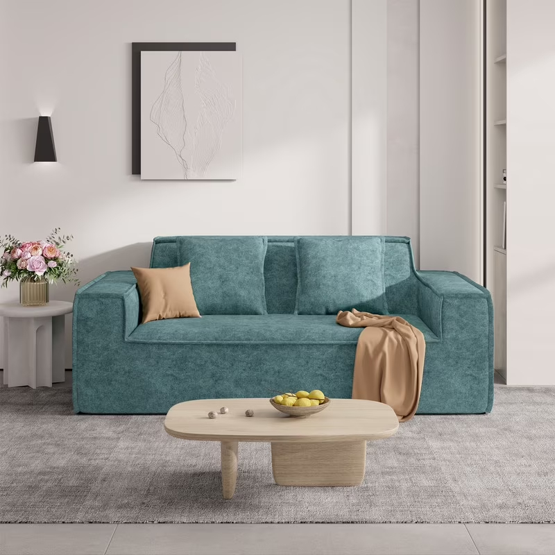Hawsaiy 75 Pet-Friendly Cat-Scratch Fabric Loveseat Sofa with Wide Armrests & Removable Pillows, No Assembly Foam Couch, Vacuum Packed, High-Density Support