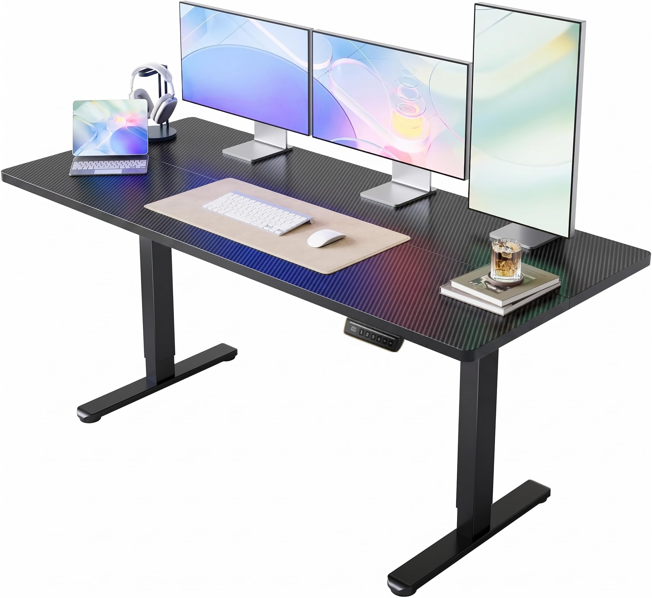 HUANUO 63 x 28 Inch Electric Standing Desk – Height Adjustable, 4 Memory Height Settings, Sit-Stand Desk for Home Office and Computer Workstation
