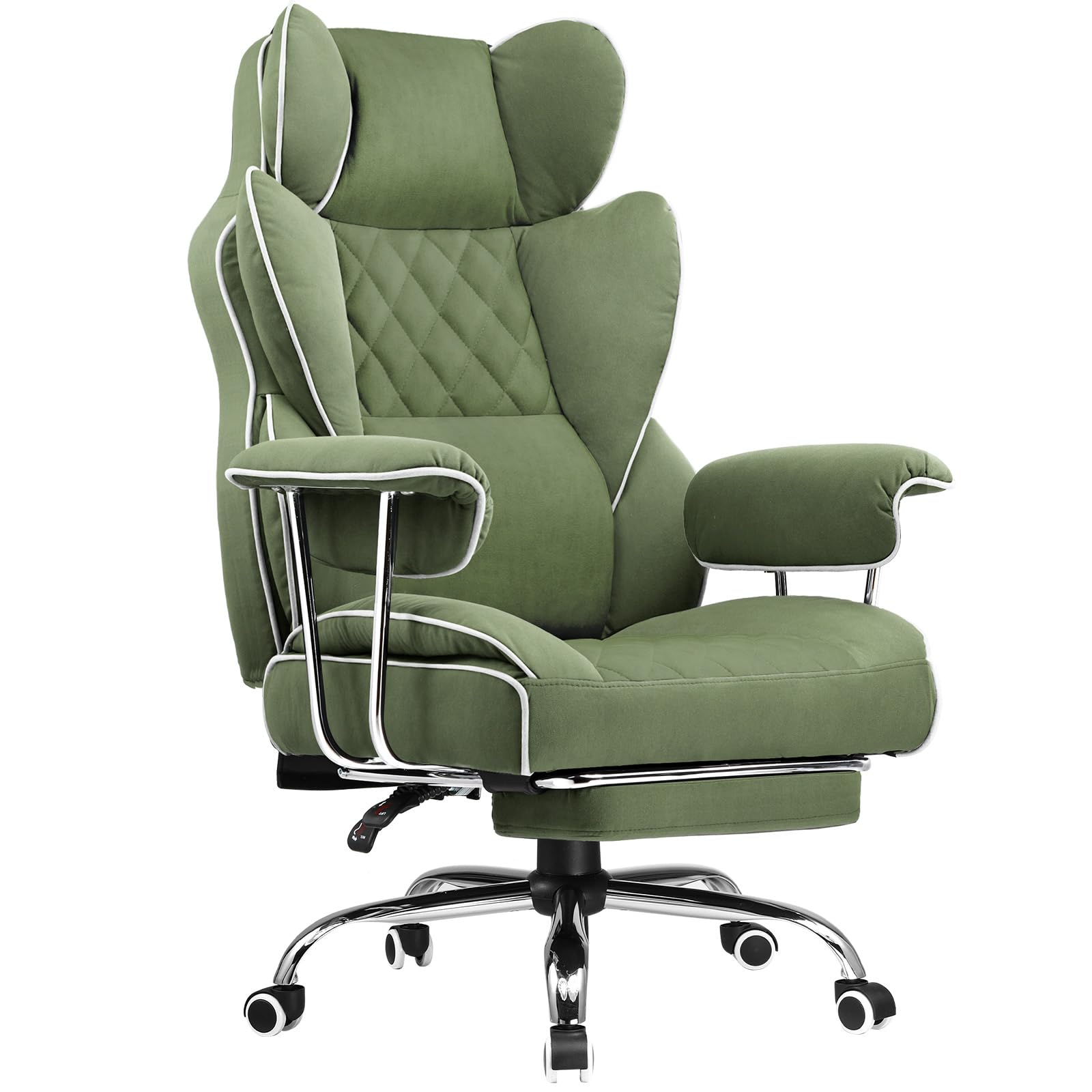 COMHOMA Tall Gaming Chair with Pocket-Spring Lumbar Support, Ergonomic Office Chair with Footrest, Executive Desk Chair with Fixed Padded Armrests, High-Back Computer Chair