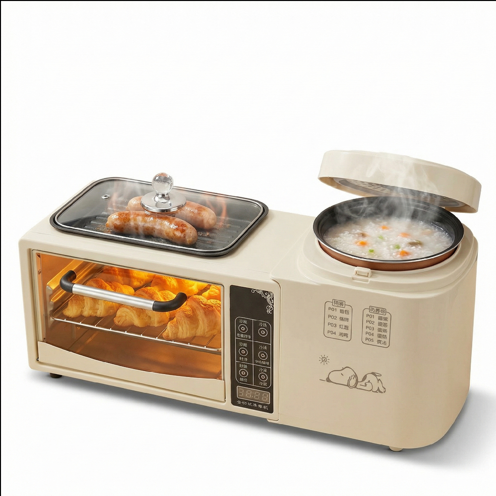 Multifunctional 3-in-1 Breakfast Station, Smart Touch Control, 9L Electric Oven, Frying Pan, Rice Cooker for Home Use