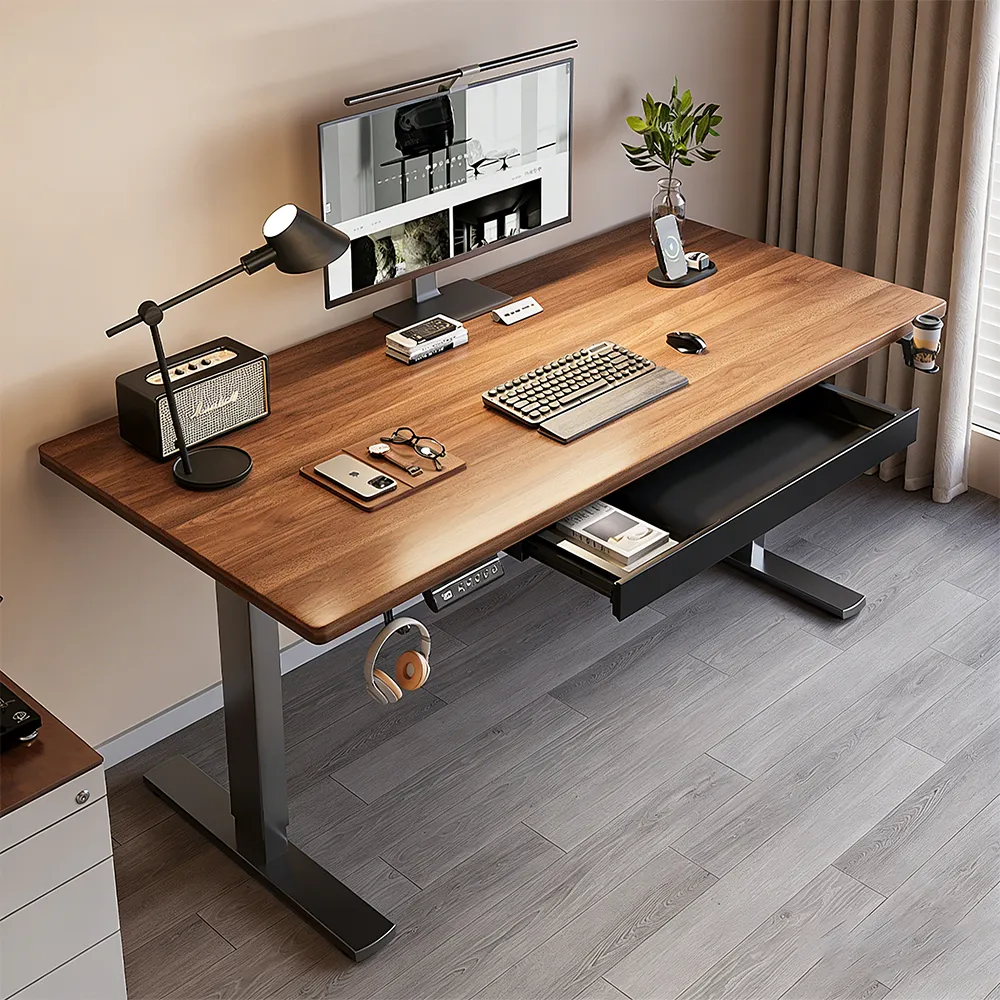 UVLED Yucheng Synthetic Electric Height Adjustable Desk 100CM - with Drawers