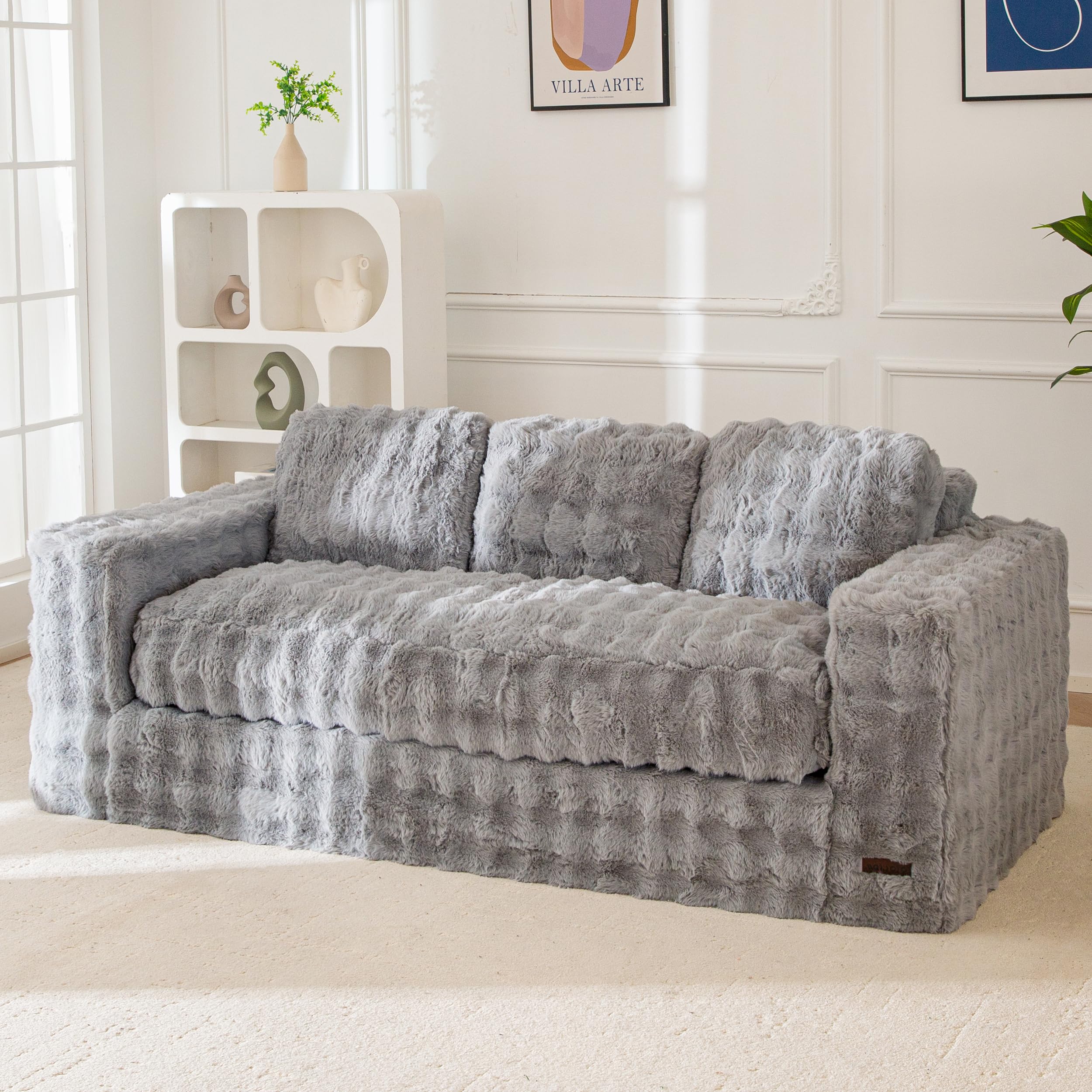 MAXYOYO Boneless Double Sofa, Adult Sofa, Floor Beanbag Sofa | Artificial Fur Sofa