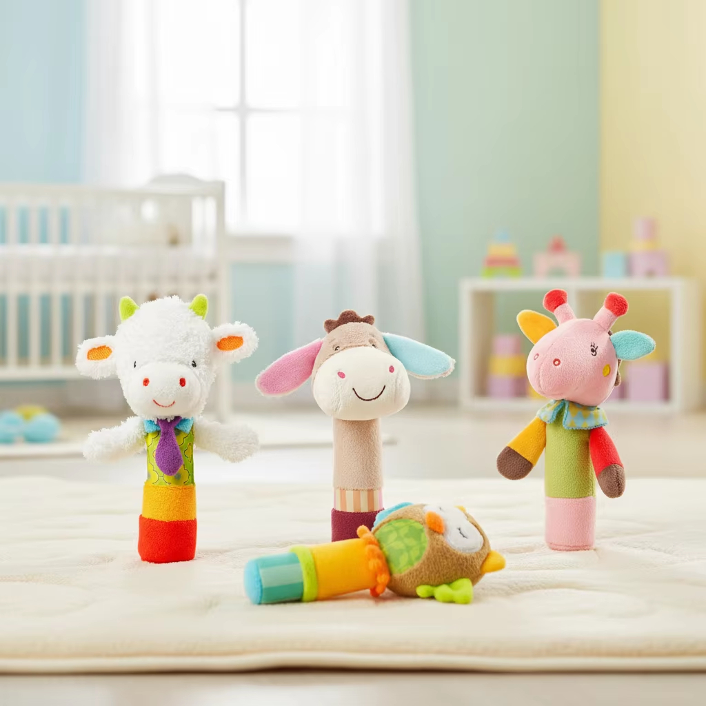 Baby bath gift for boys and girls, soft rattle sensory toy for newborns aged 0-6 months, plush rattle baby toy