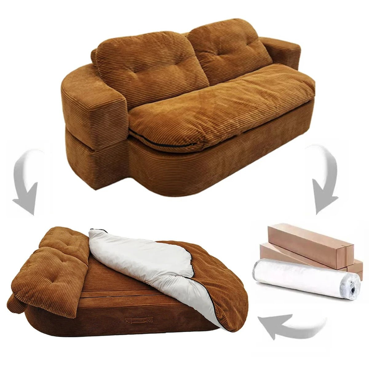 3-in-1 Retro Corduroy Sofa Bed – Comfort, Style & Versatility