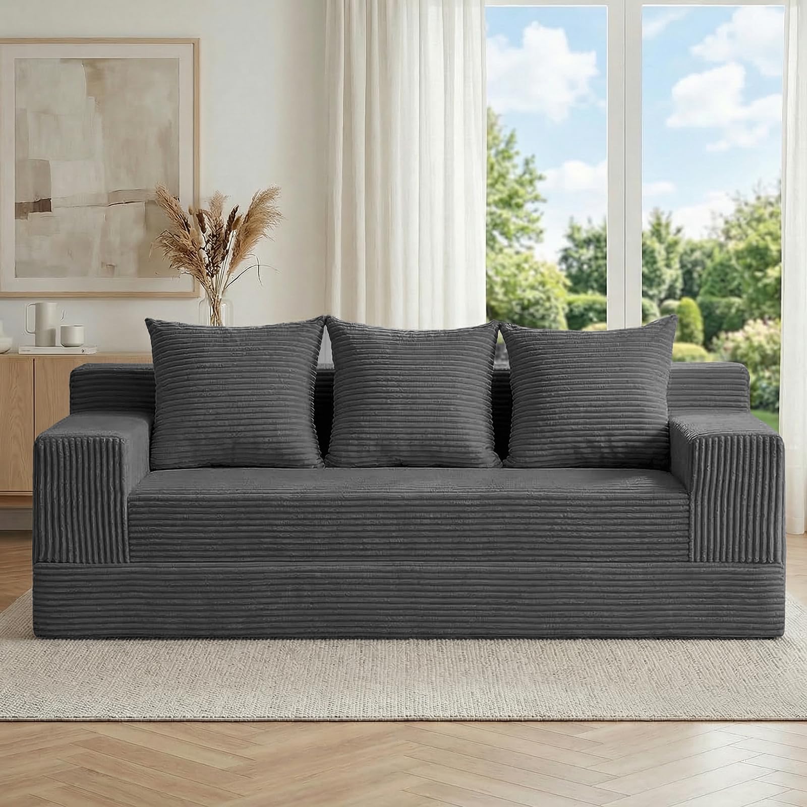 cidludto Convertible Sofa Bed – Foldable（Three Seat-70"）, Frameless Design
