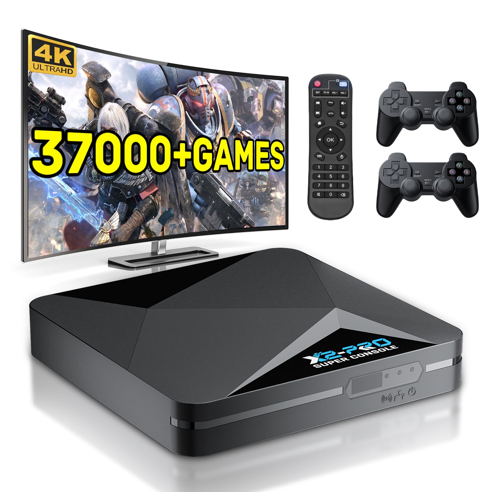 Kinhank Retro Game Console, Super Console X2 Pro with 37,000+ Built-in Games, Android 9.0/Emuelec 4.6, 4K UHD Output, 2.4G/5G Wi-Fi, BT 5.0