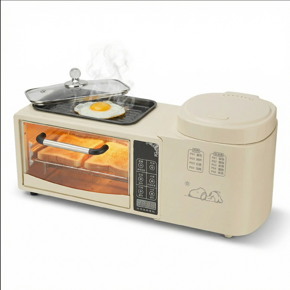 Multifunctional 3-in-1 Breakfast Station, Smart Touch Control, 9L Electric Oven, Frying Pan, Rice Cooker for Home Use