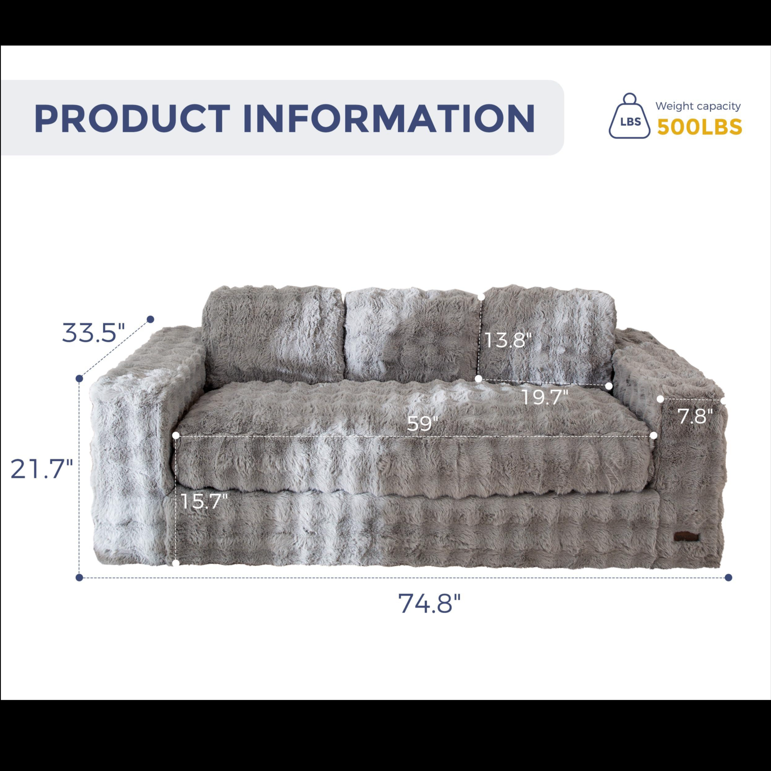 MAXYOYO Boneless Double Sofa, Adult Sofa, Floor Beanbag Sofa | Artificial Fur Sofa