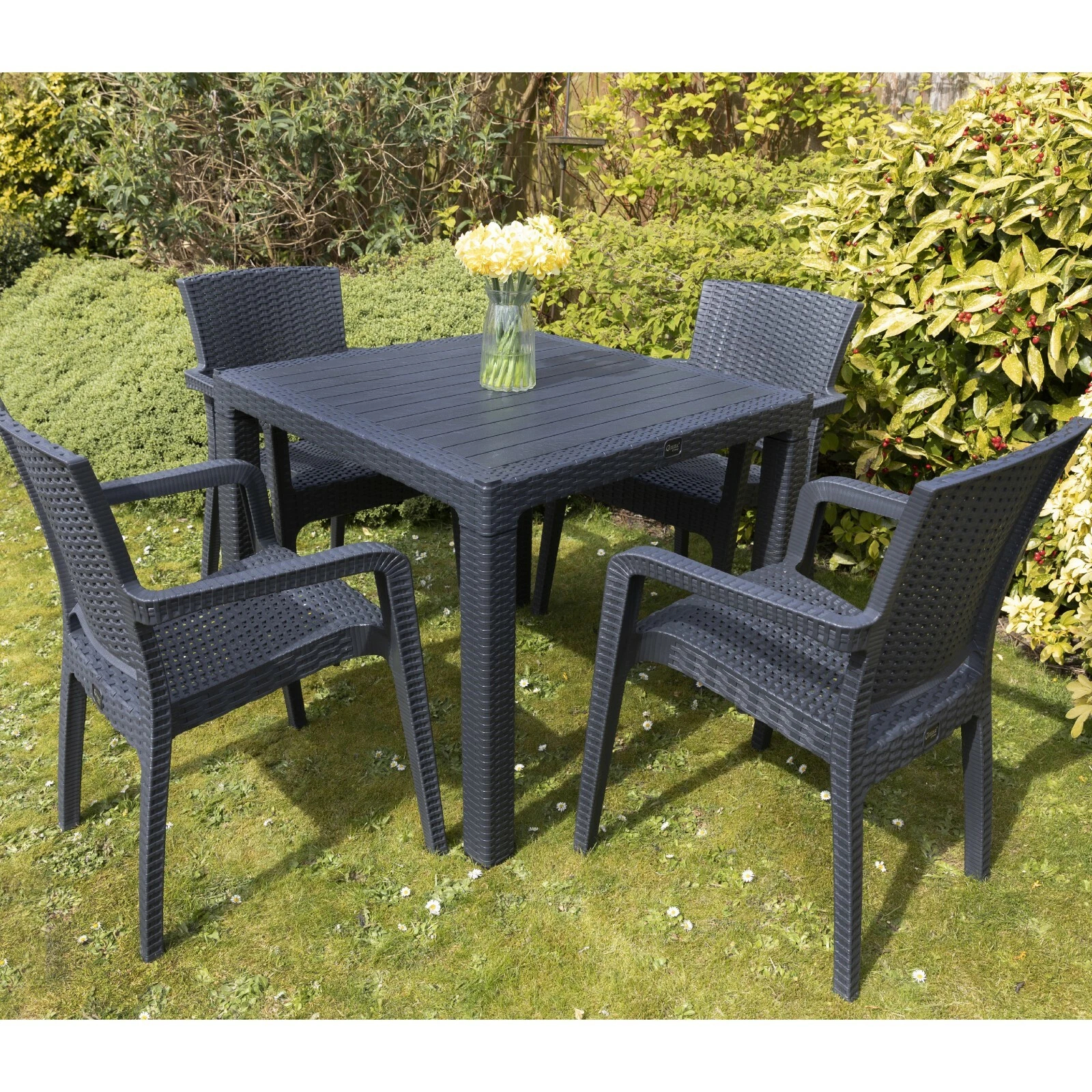 Garden Patio Furniture Set 4 Chairs Table Coffee Bistro Set Rattan Style Outdoor