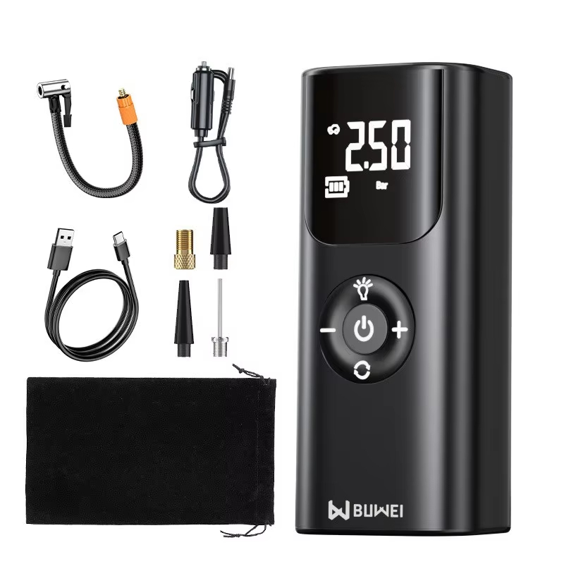 Mini car tire inflator, portable air pump, car tire inflator, 150PSI wireless tire pump, emergency jump starter, power bank