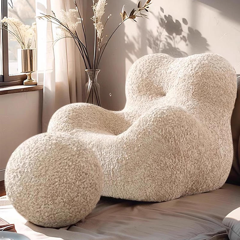 "Mom's Hug" single-seater armchair—ideal for small apartments and French-style living rooms; features a cozy, creamy aesthetic and a relaxing
