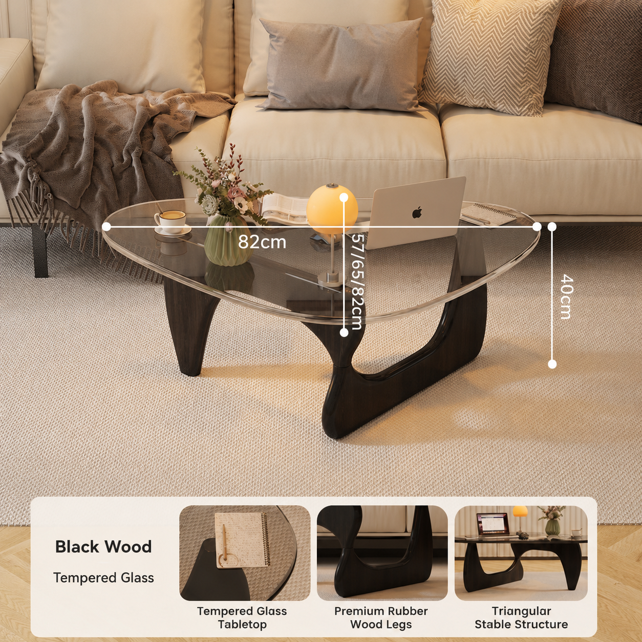 Creative transparent tempered glass small coffee table, modern and portable, suitable for home living room and office desk