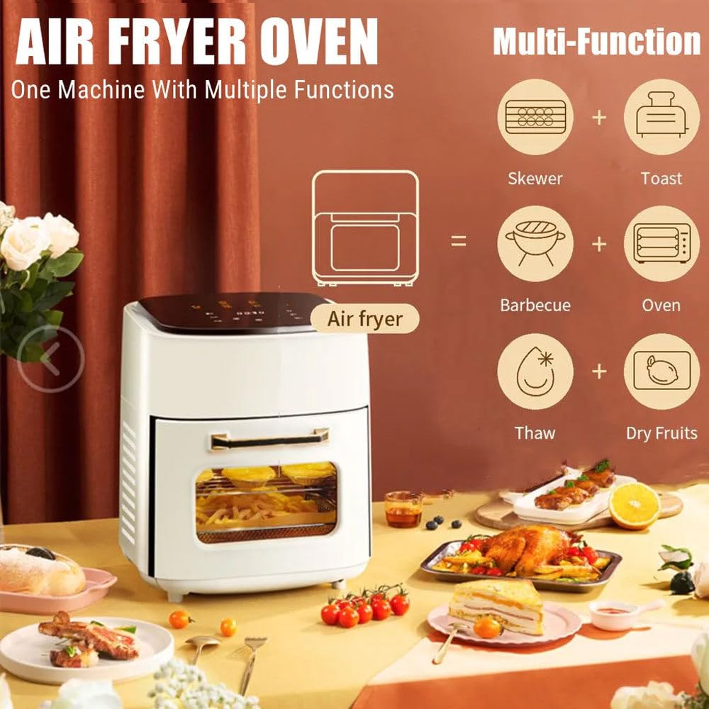 SILVER CREST Elegant Extra Large Capacity Healthy Air Fryer - 1400W - 15L - White