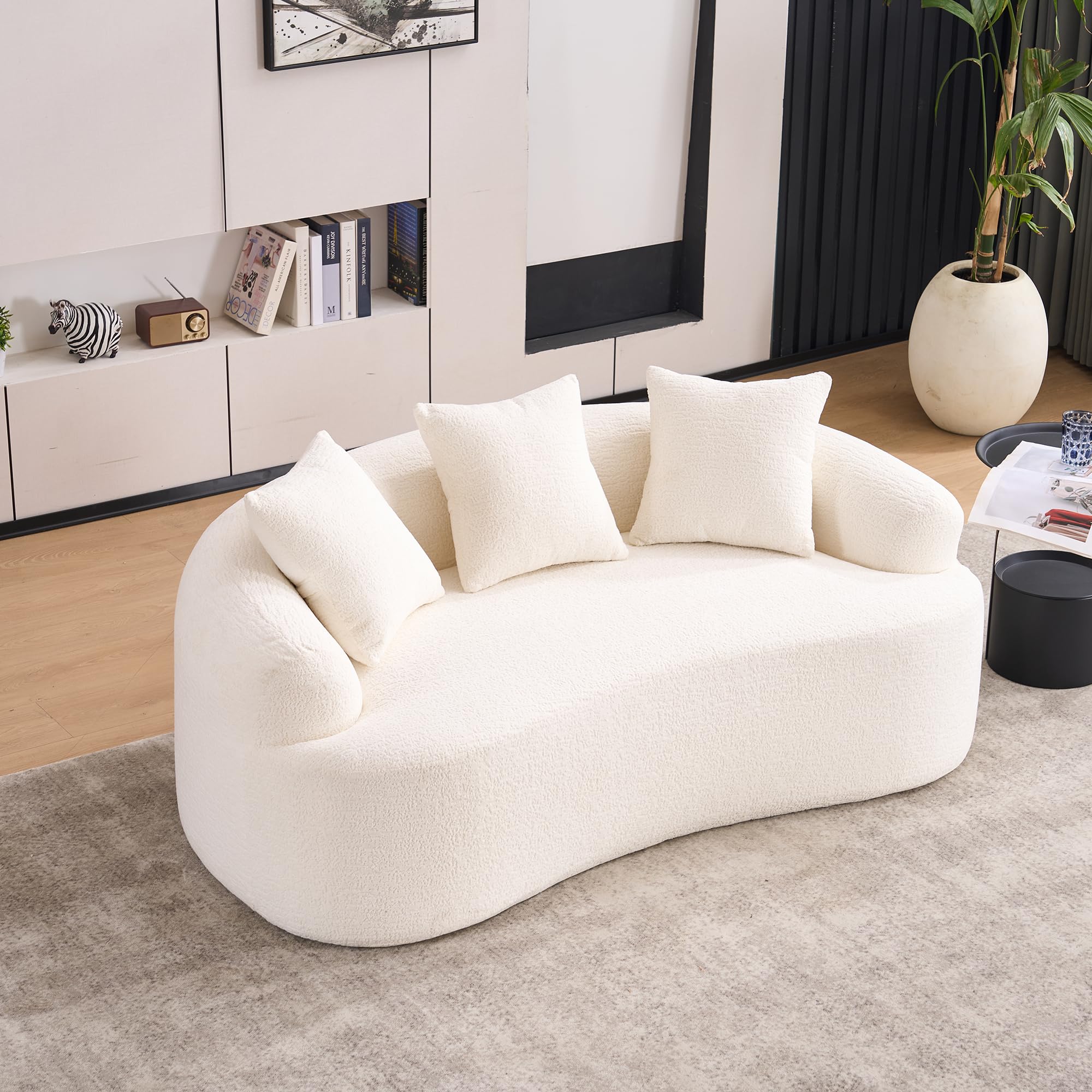 Sofá Curvo Modular Boneless Sofá Sofá Suave Chenilla Sin Montaje Espuma De Alta Densidad Para Sala De Estar Apartamento Dormitorio Blanco