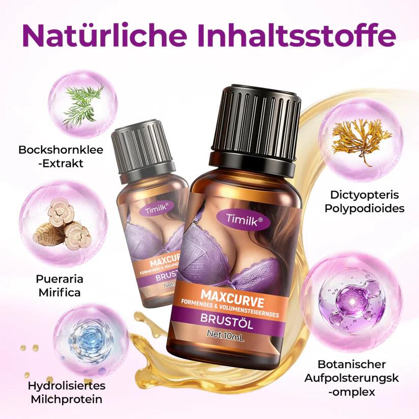 Timilk® MaxCurve – Huile mammaire formatrice et volumisante. Des courbes naturelles, sans chirurgie ✨ Un soin à base de plantes qui accompagne vos massages quotidiens pour favoriser des courbes plus pleines et plus fermes.