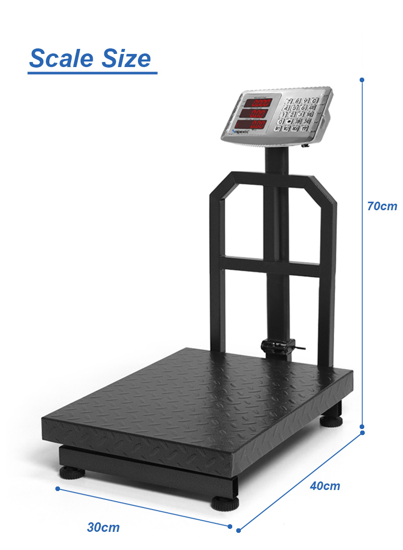 150Kg/500kg Foldable Double-Sided LED Display Electric Platform Scale, 6V Rechargeable Heavy Duty Scale with Power Switch SC-5 (L40 x W30 x H70)cm - with Support Bracket
