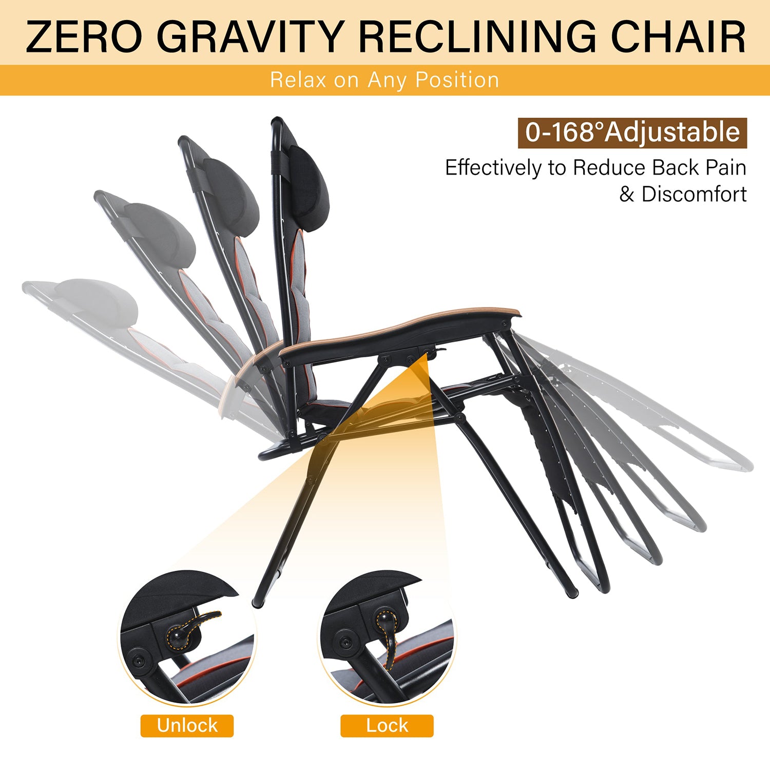 [Limited time sale] PHI VILLA Oversize Padded Adjustable Zero Gravity Chair with Cup Holder