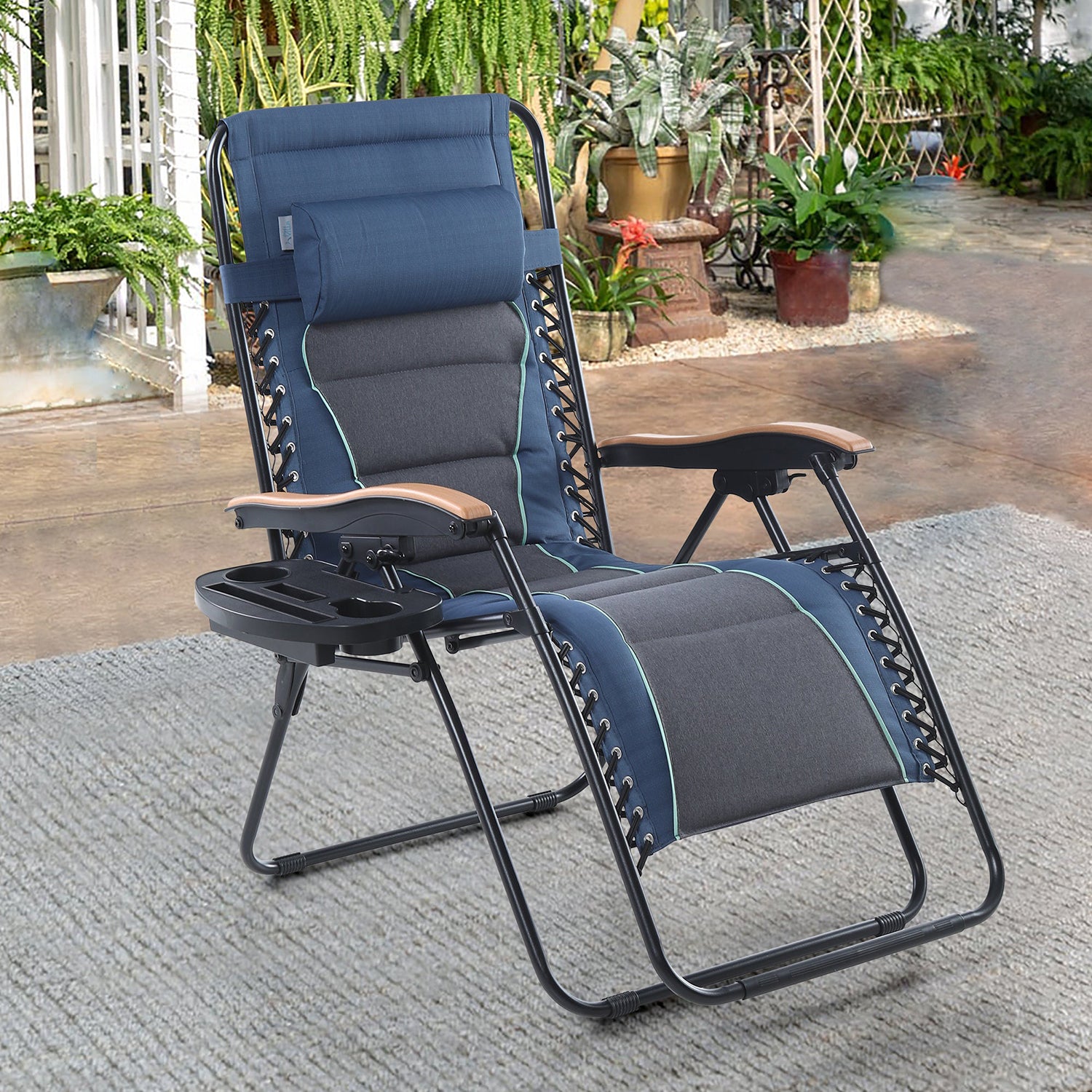 [Limited time sale] PHI VILLA Oversize Padded Adjustable Zero Gravity Chair with Cup Holder