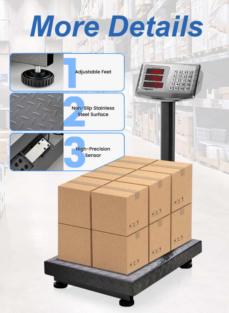 150Kg/500kg Foldable Double-Sided LED Display Electric Platform Scale, 6V Rechargeable Heavy Duty Scale with Power Switch SC-5 (L40 x W30 x H70)cm - with Support Bracket