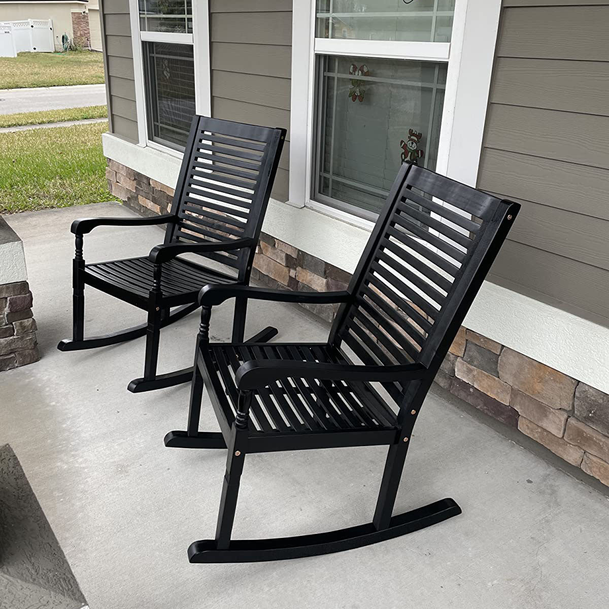 [Limited time sale] PHI VILLA Outdoor 1 Piece Acacia Wood Rocking Chair Garden Rocker Chair