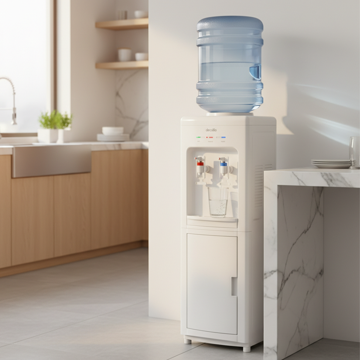 💥Drop price: GH₵ 302 only!💥Floor-Standing Water Dispenser | Hot & Cold – Bottom Storage Cabinet – Elegant White Finish