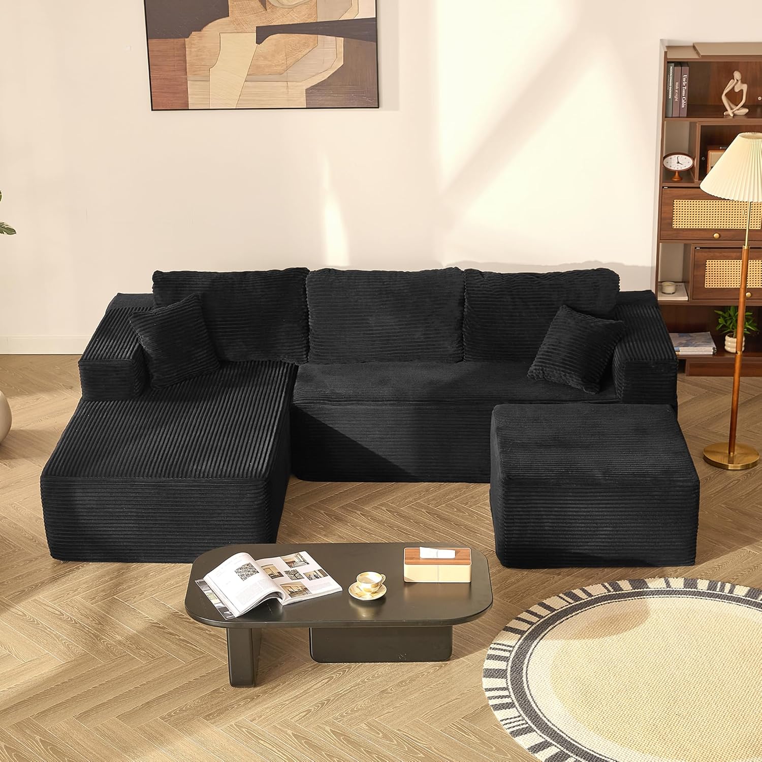💥Discounted price GH₵ 398💥Modular U-Shaped Sectional, Washable, No Assembly, Oversized Cloud Sofa , 7 FREE Pillows (4L/3S)