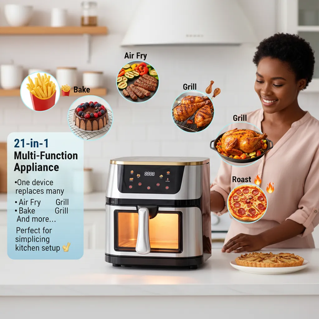 💥Drop price: GH₵ 300 only!💥12L Large Capacity Air Fryer with 2800W Power – Smart Digital Touch Display & See-Through Design for Perfect Cooking Every Time 🍟✨