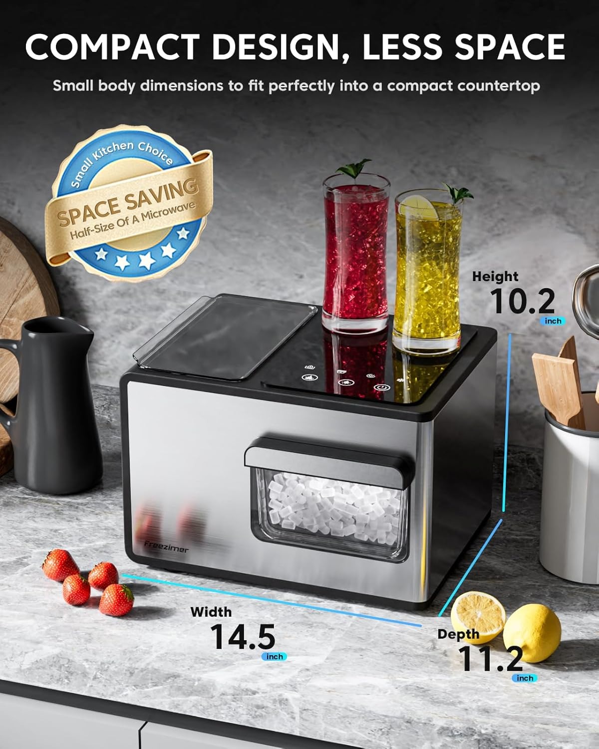 Freezimer Dreamice X3 | Nugget Ice Maker Countertop Sonic Ice Kid-Friendly