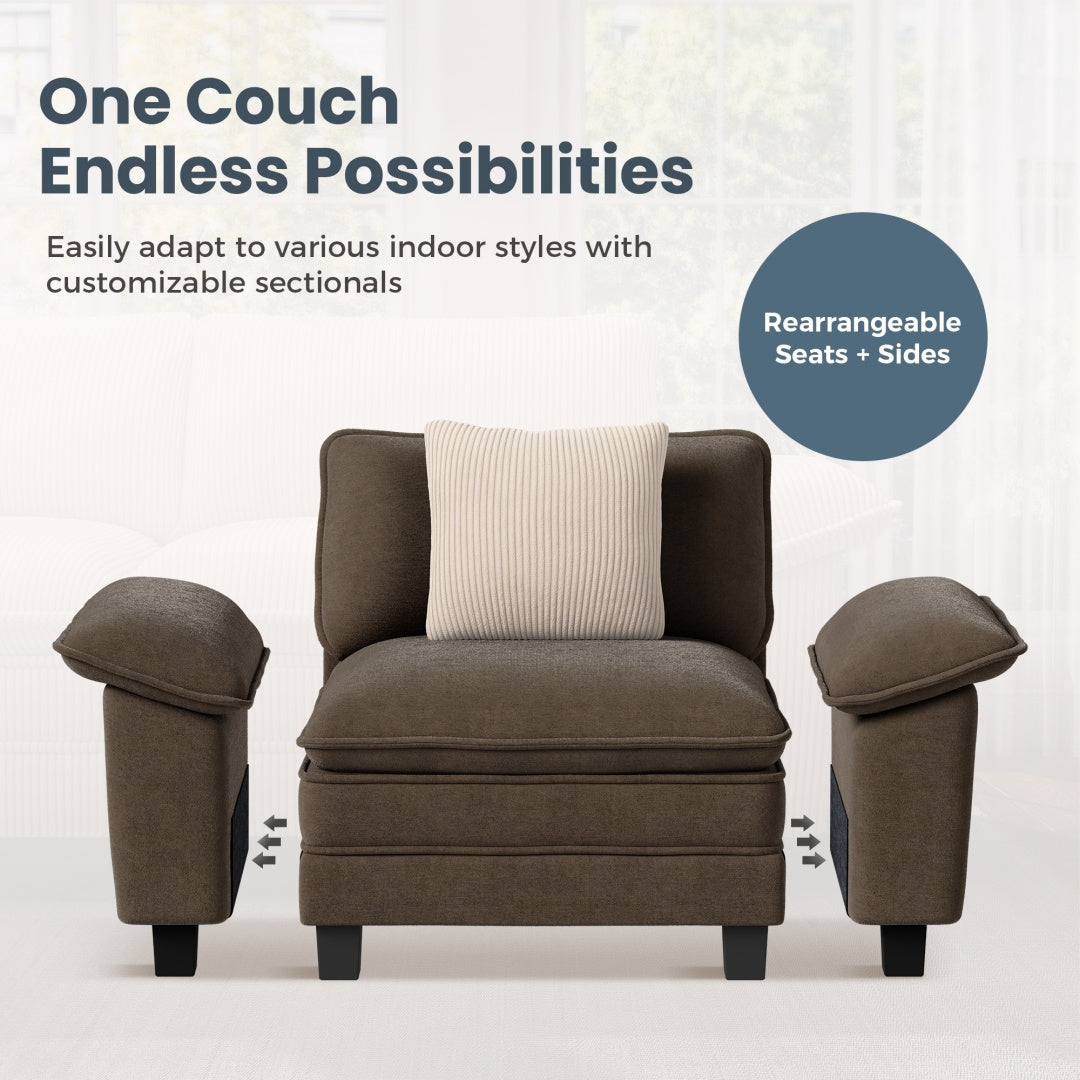 [Today's Specials] Phi Villa Large Living Room Modular Sectional Couch Chenille with Ottoman