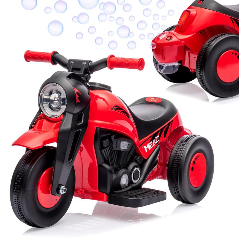 🎉Buy 1 get 1 free🎉GARVEE 3-Wheel Electric Motorcycle with Bubble Function, Led Headlights, Music, Pedal, Forward/Reverse - Ride-On Toy in Multiple Colors
