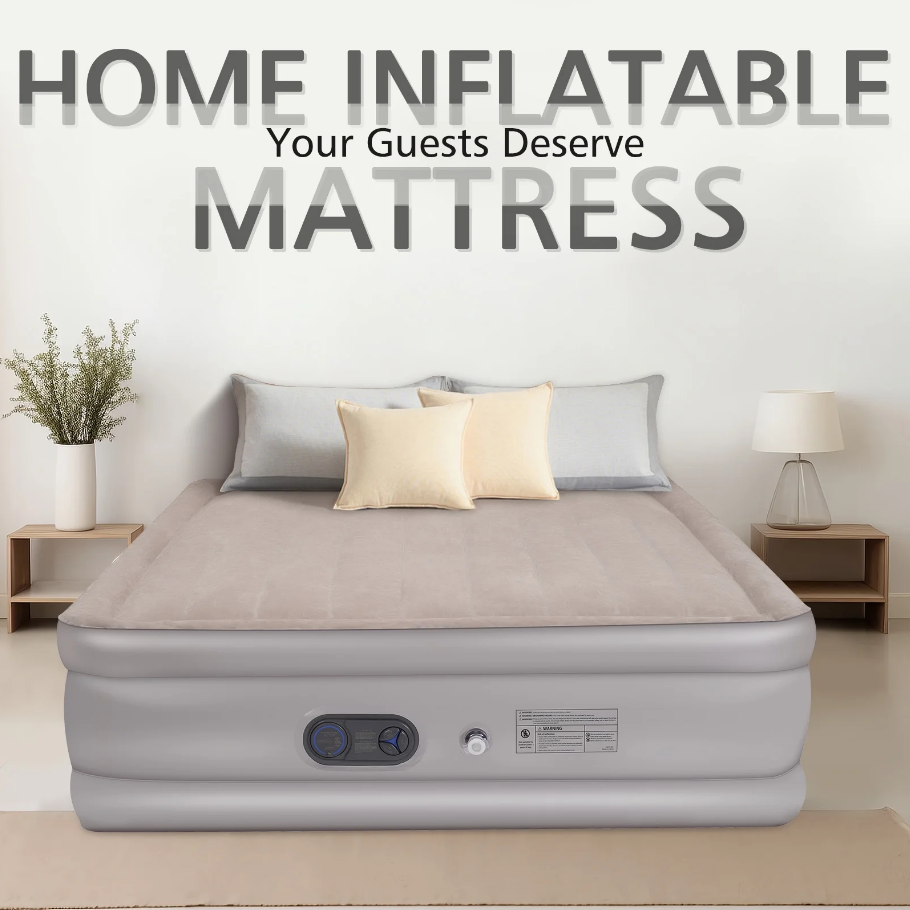 💥iDOO Queen-Size Inflatable Air Mattress with Built-in Pump, Quickly Inflates in 3 Minutes