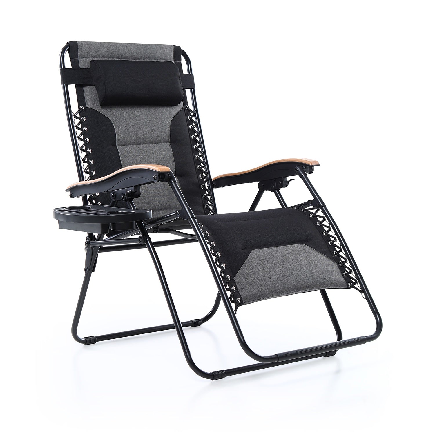 [Limited time sale] Phi Villa Patio Padded Oversize Recliner Zero Gravity Chair with Cup Holder