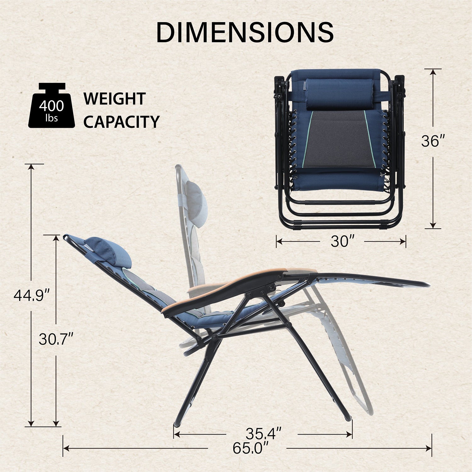 [Limited time sale] PHI VILLA Oversize Padded Adjustable Zero Gravity Chair with Cup Holder