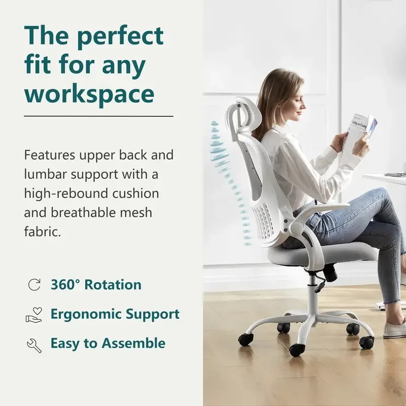 [⏰CLEARANCE SALE!⏰]Supreme Comfort Ergonomic Office Chair - High-Back Mesh Design with Customizable Lumbar Support & Pillow-Soft Headrest - Executive Swivel Gaming Chair