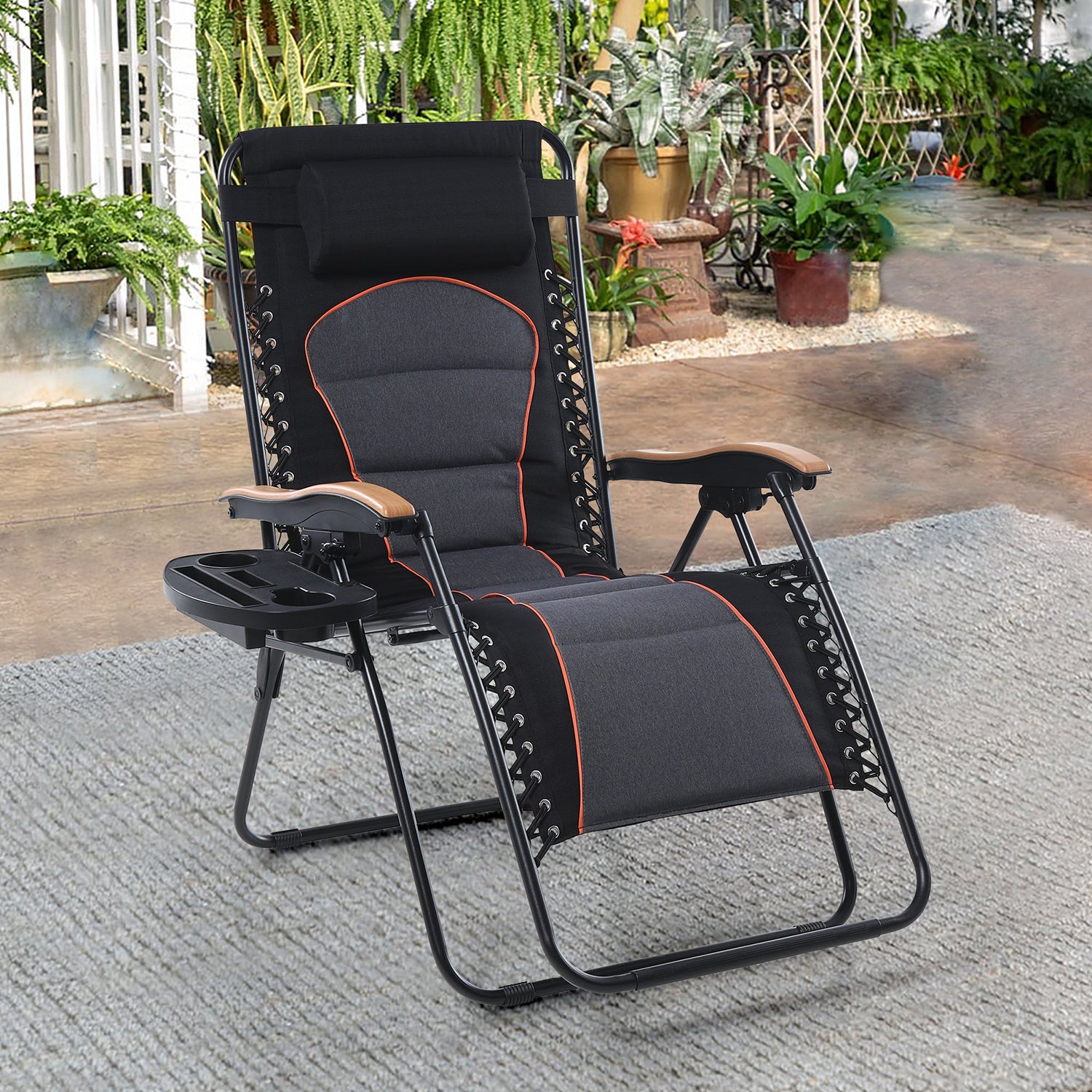 [Limited time sale] PHI VILLA Oversize Padded Adjustable Zero Gravity Chair with Cup Holder