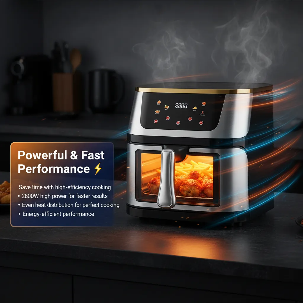 💥Drop price: GH₵ 300 only!💥12L Large Capacity Air Fryer with 2800W Power – Smart Digital Touch Display & See-Through Design for Perfect Cooking Every Time 🍟✨