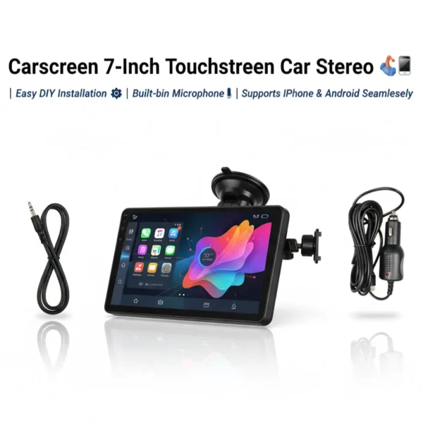 💥Drop price: GH₵ 300 only!💥Carscreen 7-Inch Touchscreen Car Stereo 🚗📱 | Easy DIY Installation ⚙️ | Built-in Microphone 🎤 | Supports iPhone & Android Seamlessly
