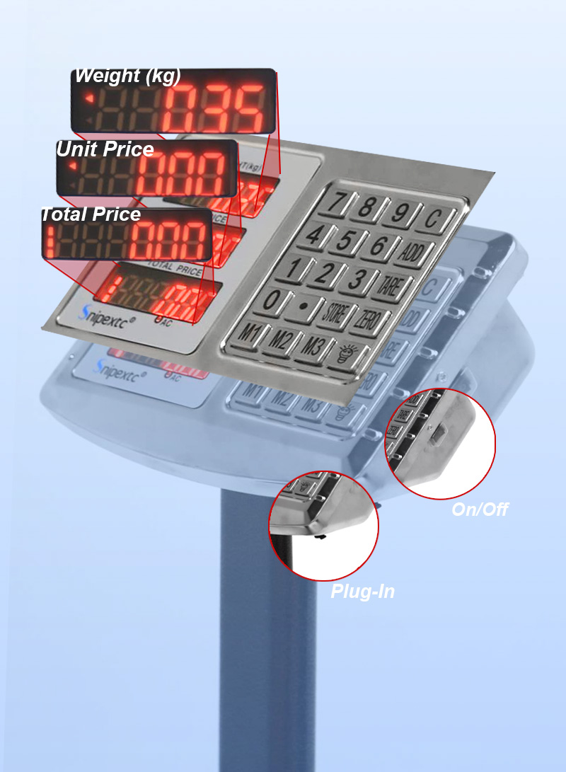 150Kg/500kg Foldable Double-Sided LED Display Electric Platform Scale, 6V Rechargeable Heavy Duty Scale with Power Switch SC-5 (L40 x W30 x H70)cm - with Support Bracket