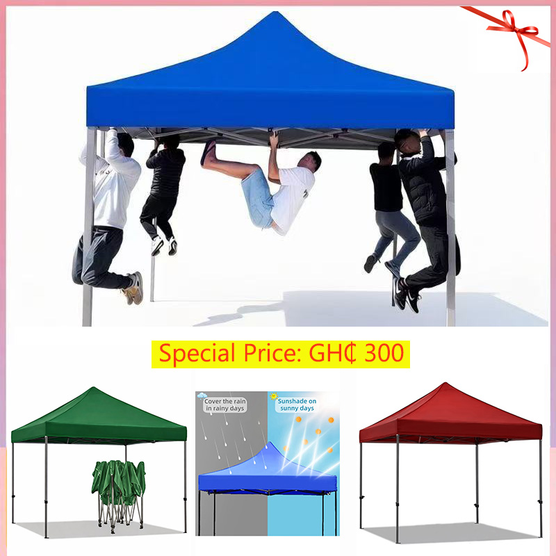 3x3m / 9.8x9.8ft Automatic Pop-Up Heavyweight Polyester Adjustable Height Portable Folding Iron Canopy Tent Easy To Set up & Water Resistant (18KG)