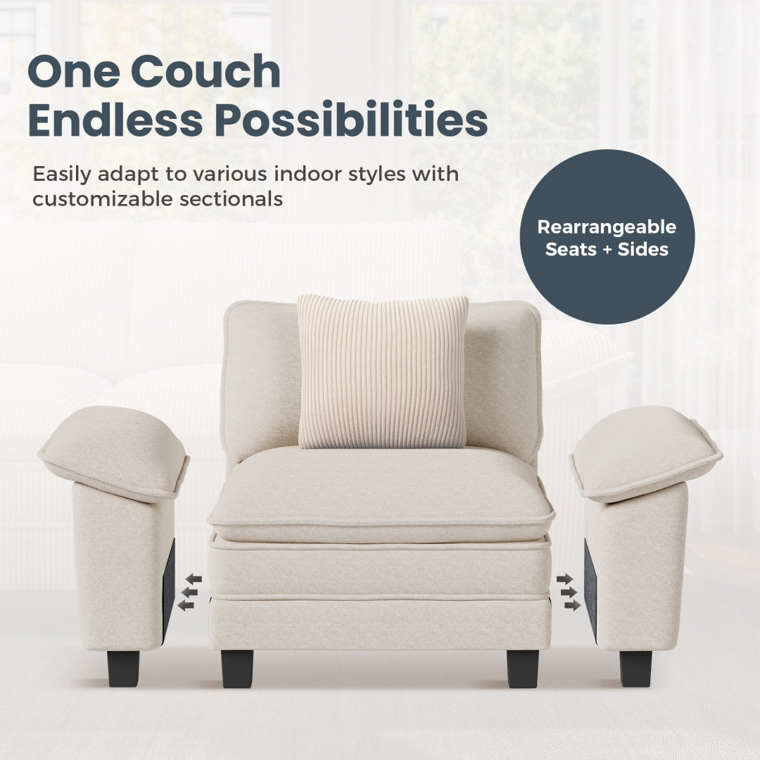 [Today's Specials] Phi Villa Large Living Room Modular Sectional Couch Chenille with Ottoman