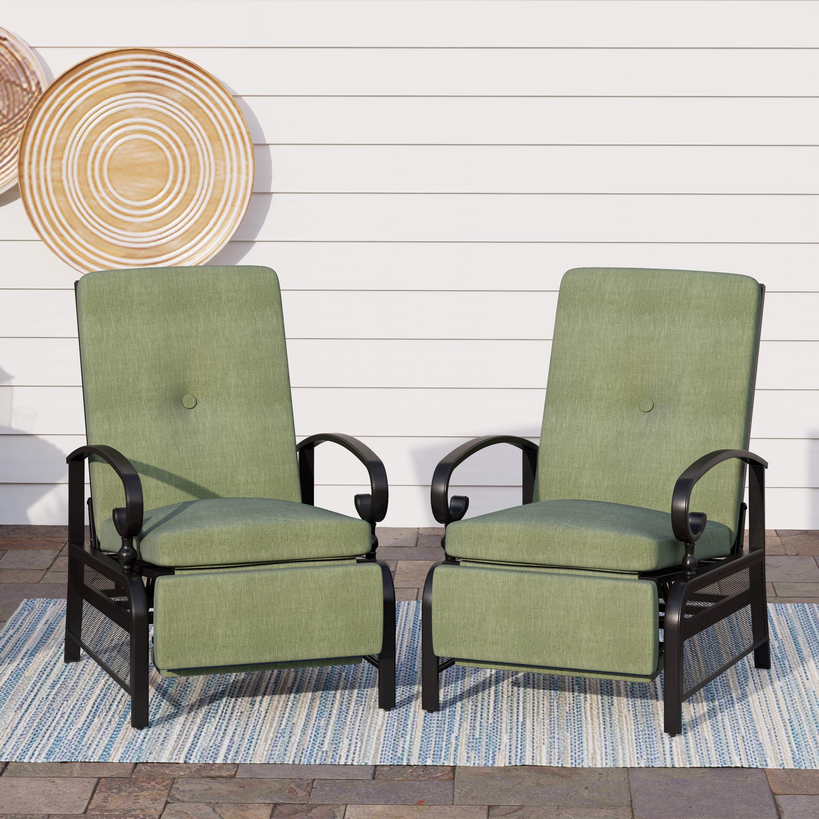 [Limited time sale] PHI VILLA Patio Lounge Chair Adjustable Metal Relaxing Recliner