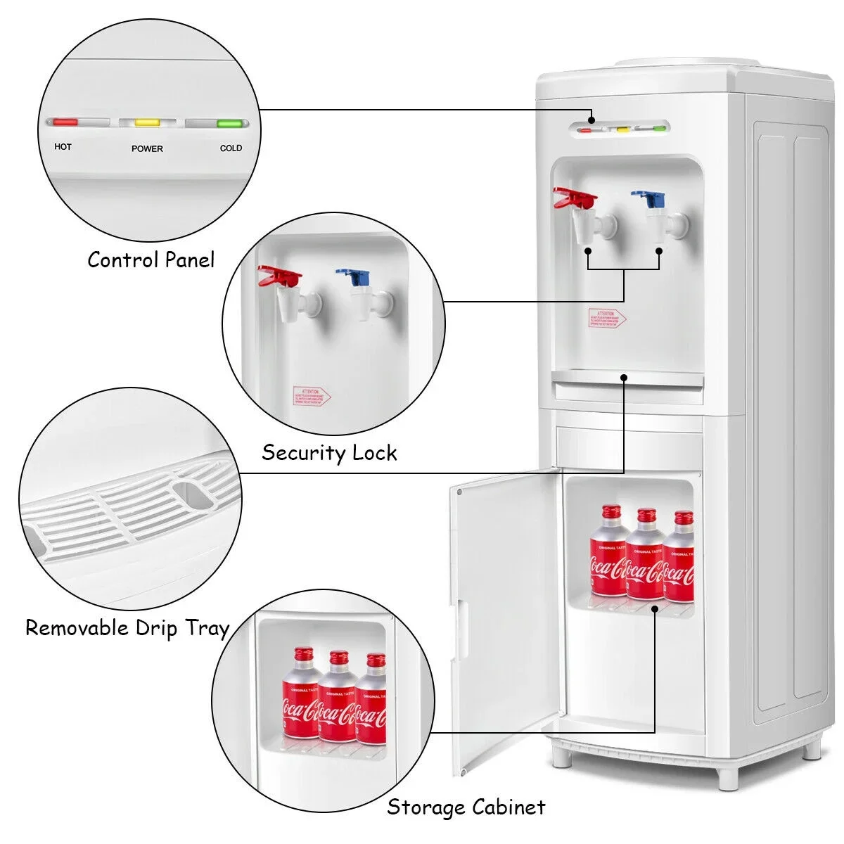💥Drop price: GH₵ 302 only!💥Floor-Standing Water Dispenser | Hot & Cold – Bottom Storage Cabinet – Elegant White Finish