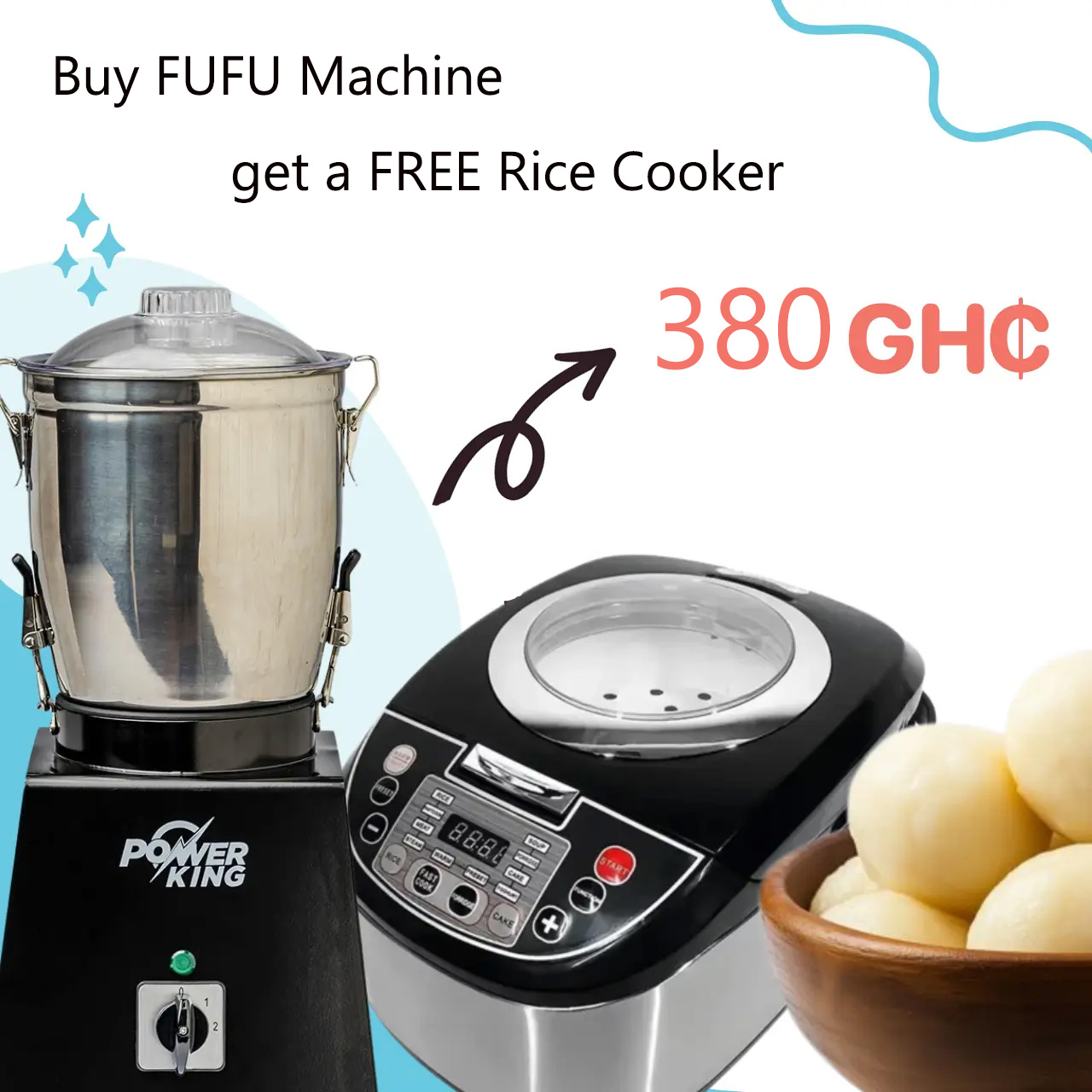 💥Drop price: GH₵ 380 only!💥Power King 5L Small Fufu Machine – Compact & Powerful Fufu Pounding Solution for Every Kitchen